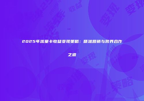 2025年流量卡收益变现策略:精准营销与跨界合作之道