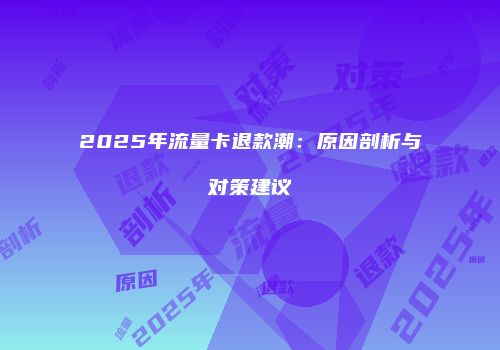 2025年流量卡退款潮:原因剖析与对策建议