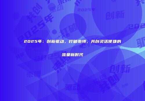 2025年:创新驱动,打破束缚,共创灵活便捷的流量新时代