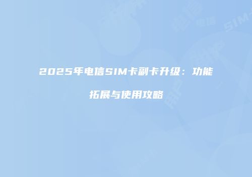 2025年电信SIM卡副卡升级:功能拓展与使用攻略