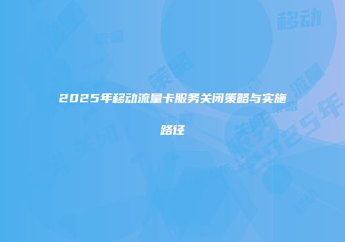 2025年移动流量卡服务关闭策略与实施路径