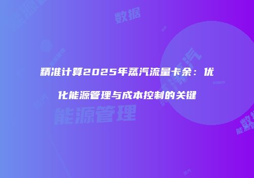 精准计算2025年蒸汽流量卡余:优化能源管理与成本控制的关键