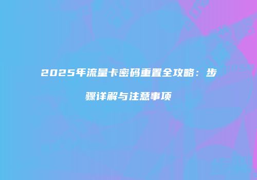 2025年流量卡密码重置全攻略:步骤详解与注意事项