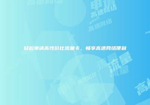 轻松申请高性价比流量卡，畅享高速网络便利