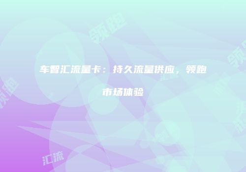 车智汇流量卡:持久流量供应,领跑市场体验