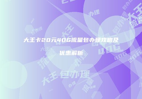大王卡20元40G流量包办理攻略及优惠解析
