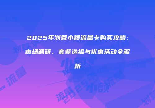 2025年划算小额流量卡购买攻略：市场调研、套餐选择与优惠活动全解析
