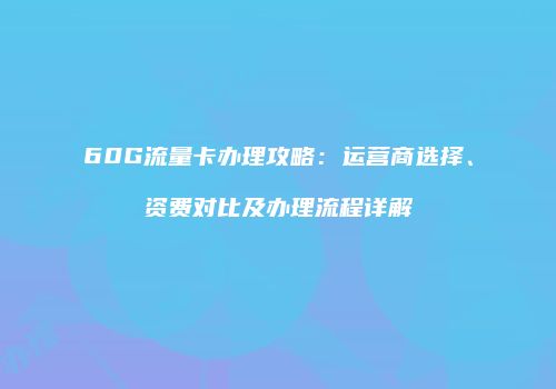 60G流量卡办理攻略：运营商选择、资费对比及办理流程详解