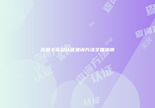 流量卡实名认证查询方法全面指南