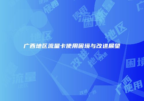 广西地区流量卡使用困境与改进展望