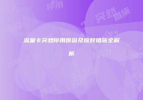 流量卡突然停用原因及应对措施全解析