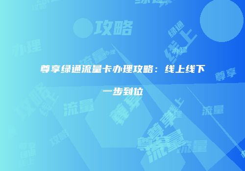 尊享绿通流量卡办理攻略:线上线下一步到位