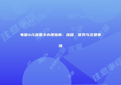 电信9元流量卡办理指南：流程、优势与注意事项