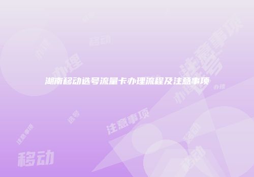 湖南移动选号流量卡办理流程及注意事项