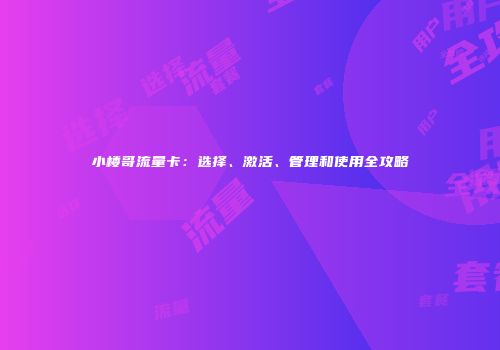 小楼哥流量卡:选择、激活、管理和使用全攻略