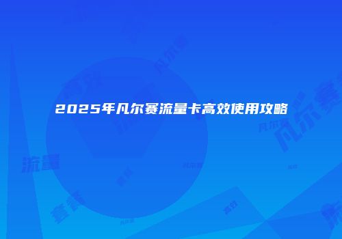 2025年凡尔赛流量卡高效使用攻略