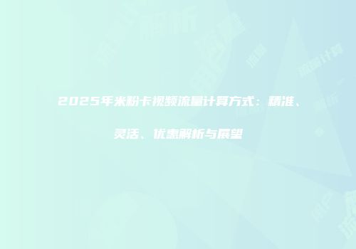 2025年米粉卡视频流量计算方式:精准、灵活、优惠解析与展望