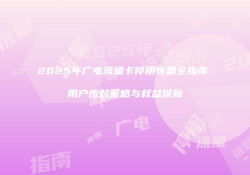 2025年广电流量卡停用恢复全指南:用户应对策略与权益保障
