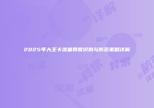 2025年大王卡流量异常识别与防范策略详解