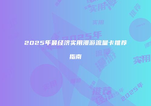 2025年最经济实用漫游流量卡推荐指南
