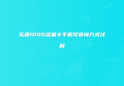 乐语100G流量卡手机号查询方式详解