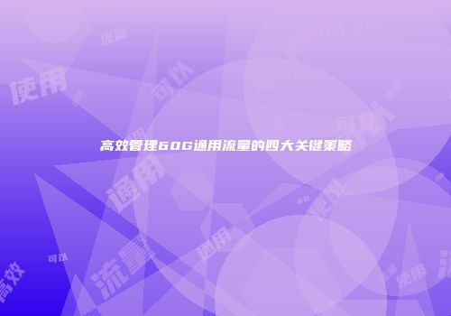 高效管理60G通用流量的四大关键策略