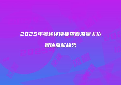 2025年多途径便捷查看流量卡位置信息新趋势