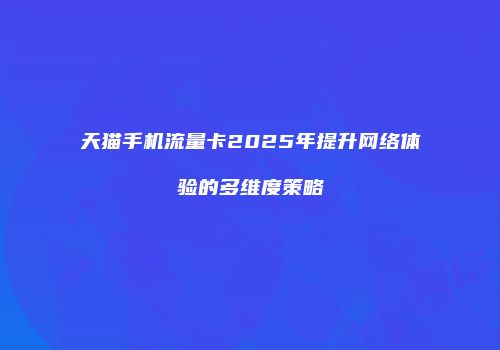 天猫手机流量卡2025年提升网络体验的多维度策略