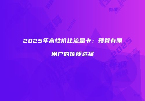 2025年高性价比流量卡:预算有限用户的优质选择