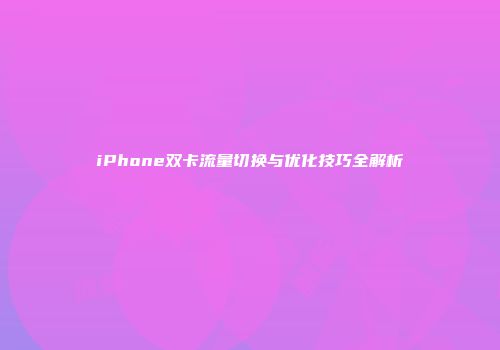 iPhone双卡流量切换与优化技巧全解析