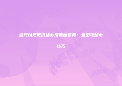 如何以更低价格办理流量套餐：全面攻略与技巧