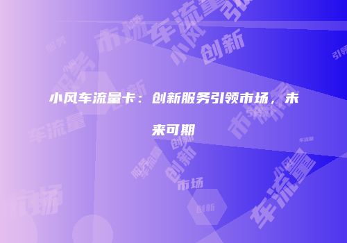 小风车流量卡：创新服务引领市场，未来可期