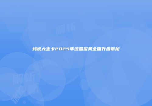 蚂蚁大宝卡2025年流量服务全面升级解析