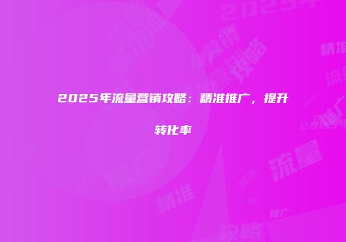 2025年流量营销攻略:精准推广,提升转化率