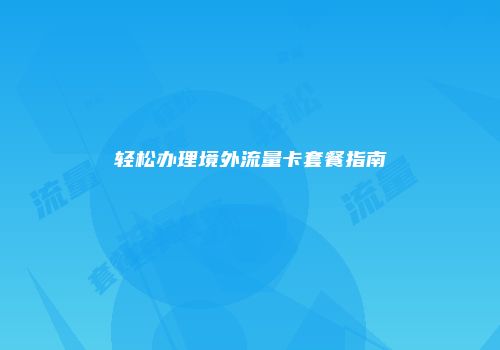轻松办理境外流量卡套餐指南
