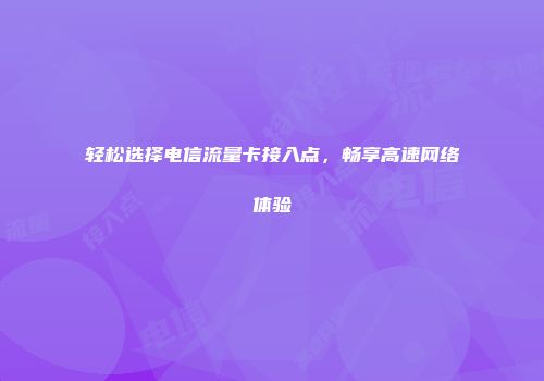 轻松选择电信流量卡接入点,畅享高速网络体验