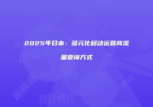 2025年日本:多元化移动运营商流量查询方式