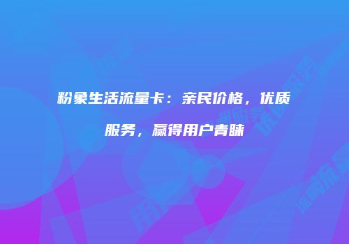 粉象生活流量卡:亲民价格,优质服务,赢得用户青睐