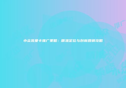 小众流量卡推广策略:精准定位与创新营销攻略