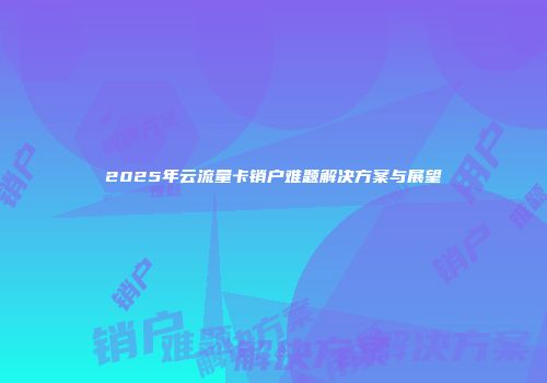 2025年云流量卡销户难题解决方案与展望