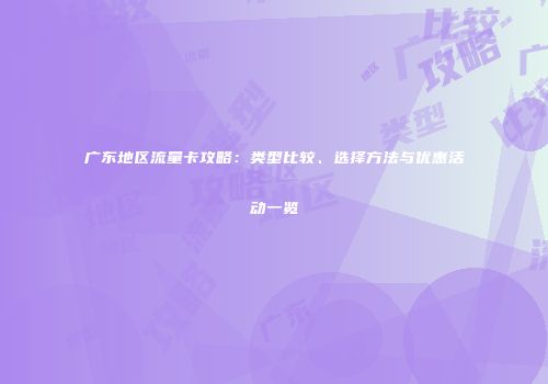 广东地区流量卡攻略：类型比较、选择方法与优惠活动一览