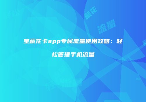 宝藏花卡app专属流量使用攻略:轻松管理手机流量