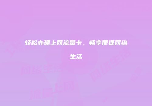 轻松办理上网流量卡,畅享便捷网络生活