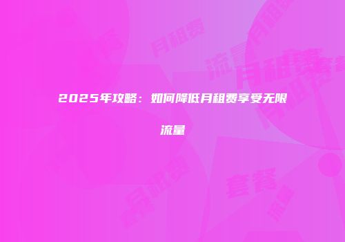 2025年攻略:如何降低月租费享受无限流量