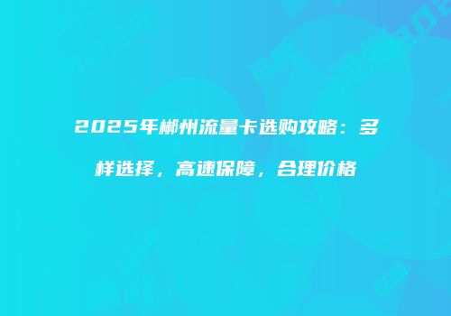 2025年郴州流量卡选购攻略：多样选择，高速保障，合理价格