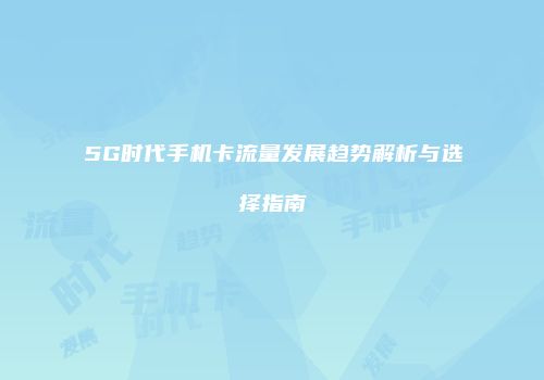 5G时代手机卡流量发展趋势解析与选择指南