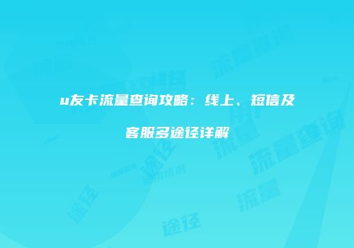 u友卡流量查询攻略:线上、短信及客服多途径详解