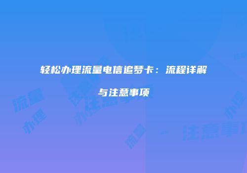 轻松办理流量电信追梦卡:流程详解与注意事项