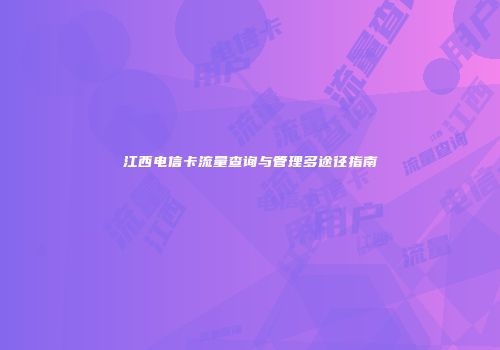 江西电信卡流量查询与管理多途径指南