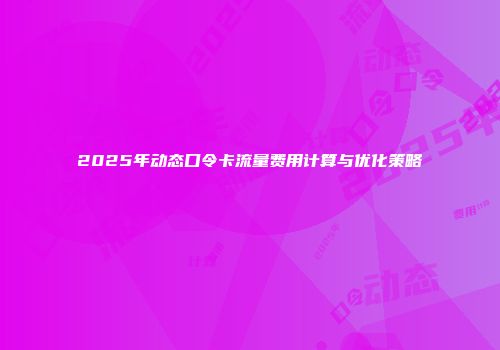 2025年动态口令卡流量费用计算与优化策略